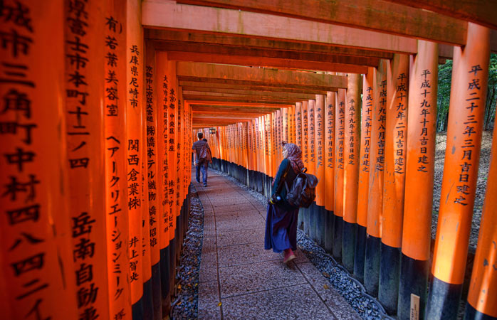 Les toori mènent au fameux Fushimi Inari Shrine - road-trip au Japon